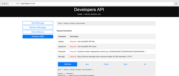 Easy Rest API Integration - FayaSMS